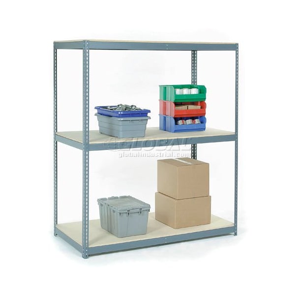 Global Industrial 3 Shelf, Wide Boltless Shelving, Starter, 48inW x 48inD x 84inH, Wood Deck 601465A - main